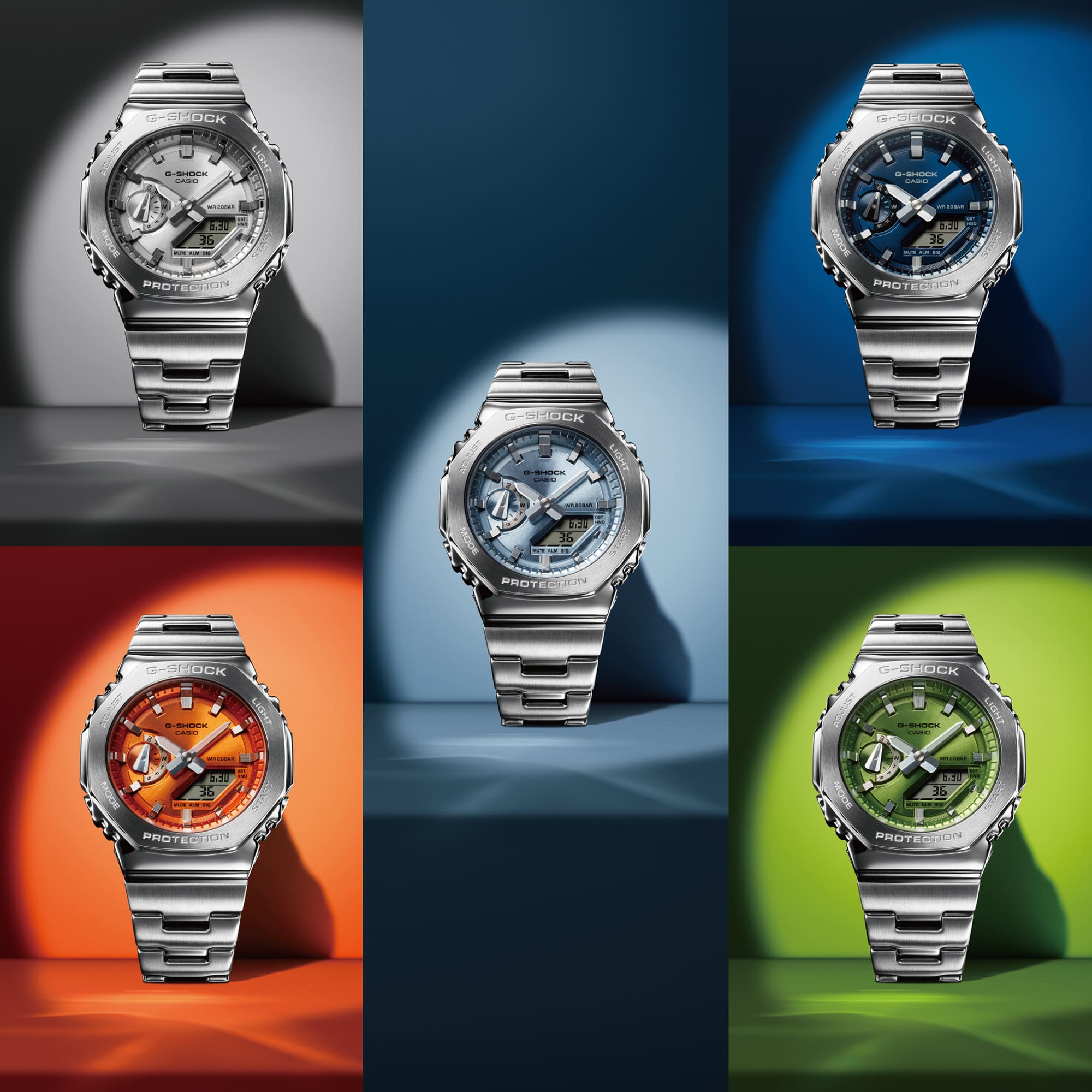 G-Shock G-Steel 2100 Series Orange Dial Stainless Steel Watch GM-2110D-4A