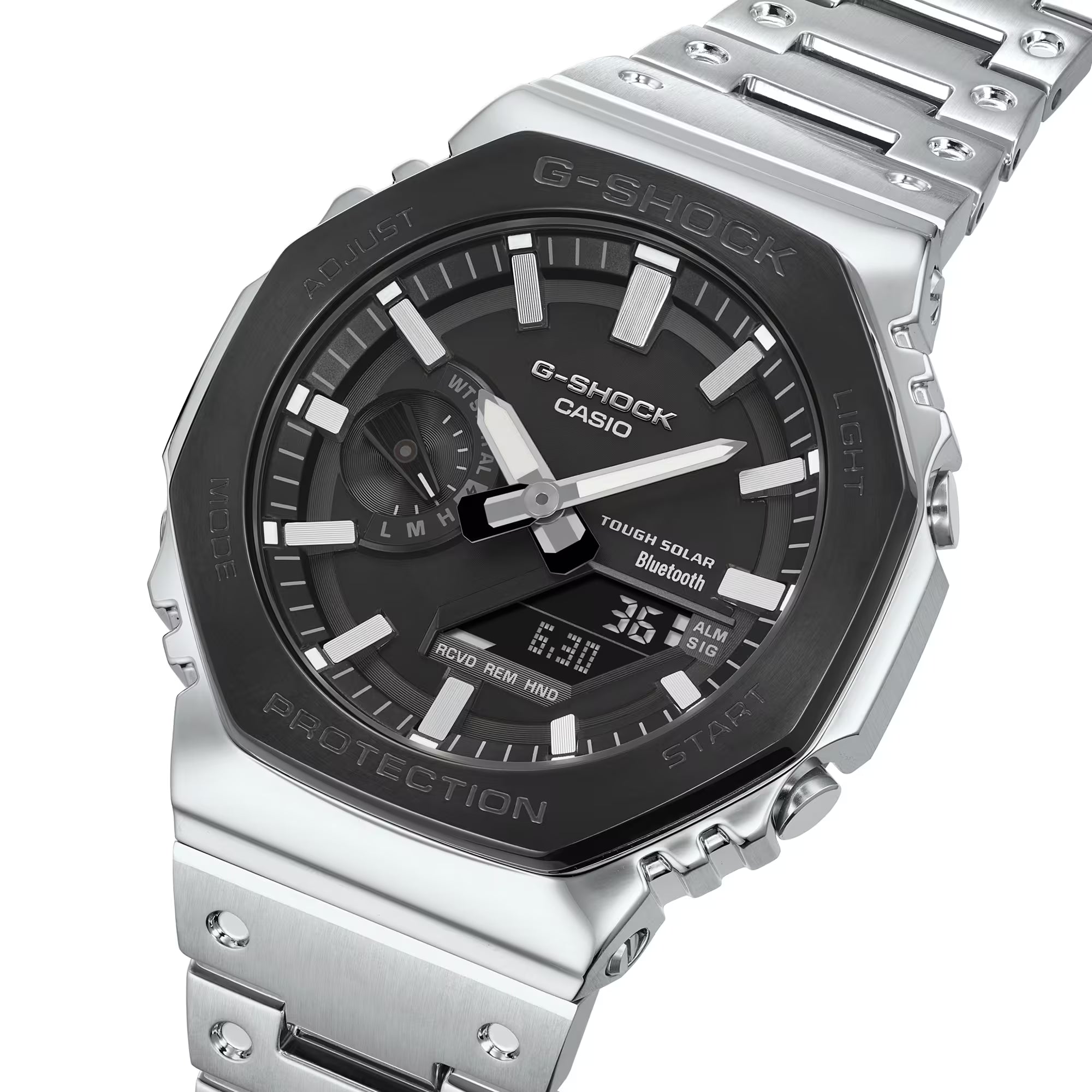 G-Shock Solar CasiOak Silver and Black Full Metal Bluetooth GMB2100BT-1A