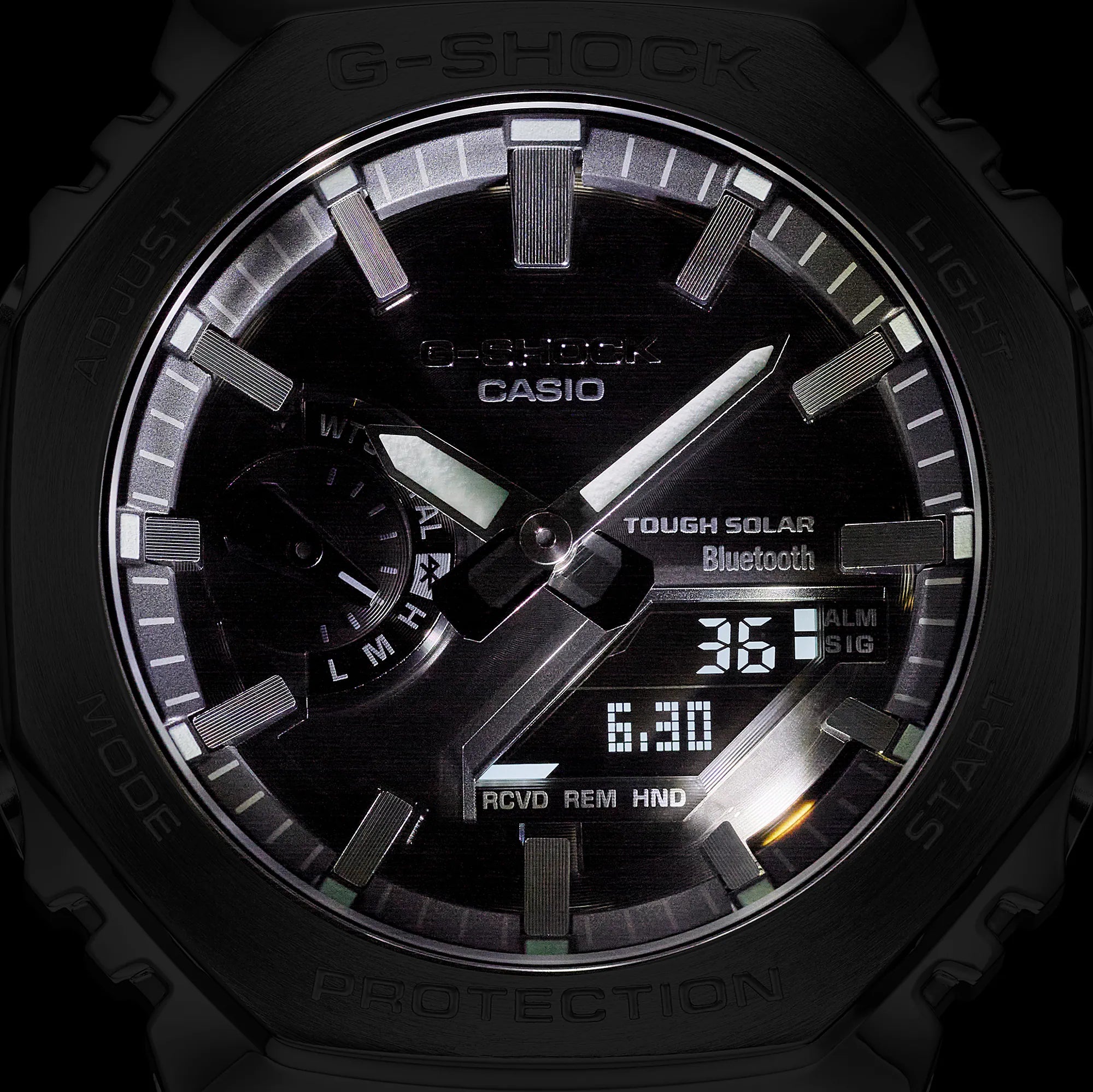 G-Shock Solar CasiOak Silver and Black Full Metal Bluetooth GMB2100BT-1A