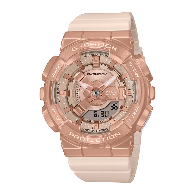 G-Shock Analog Digital Rose Gold Dial Pink Resin Band Watch GMS110PG-4A