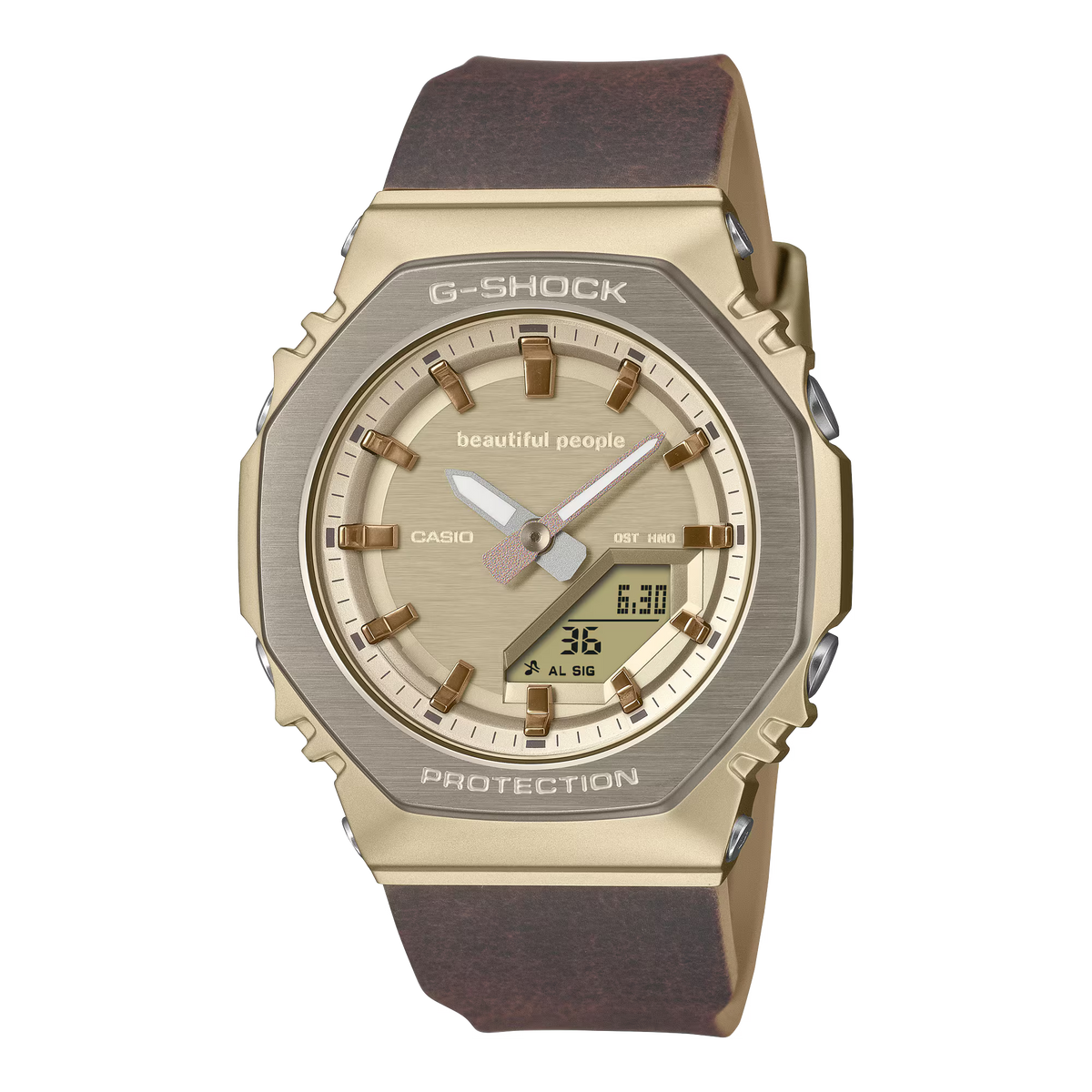 G-Shock x Beautiful People Golden Dial Brown Resin Band Watch GMS2110BP-5A
