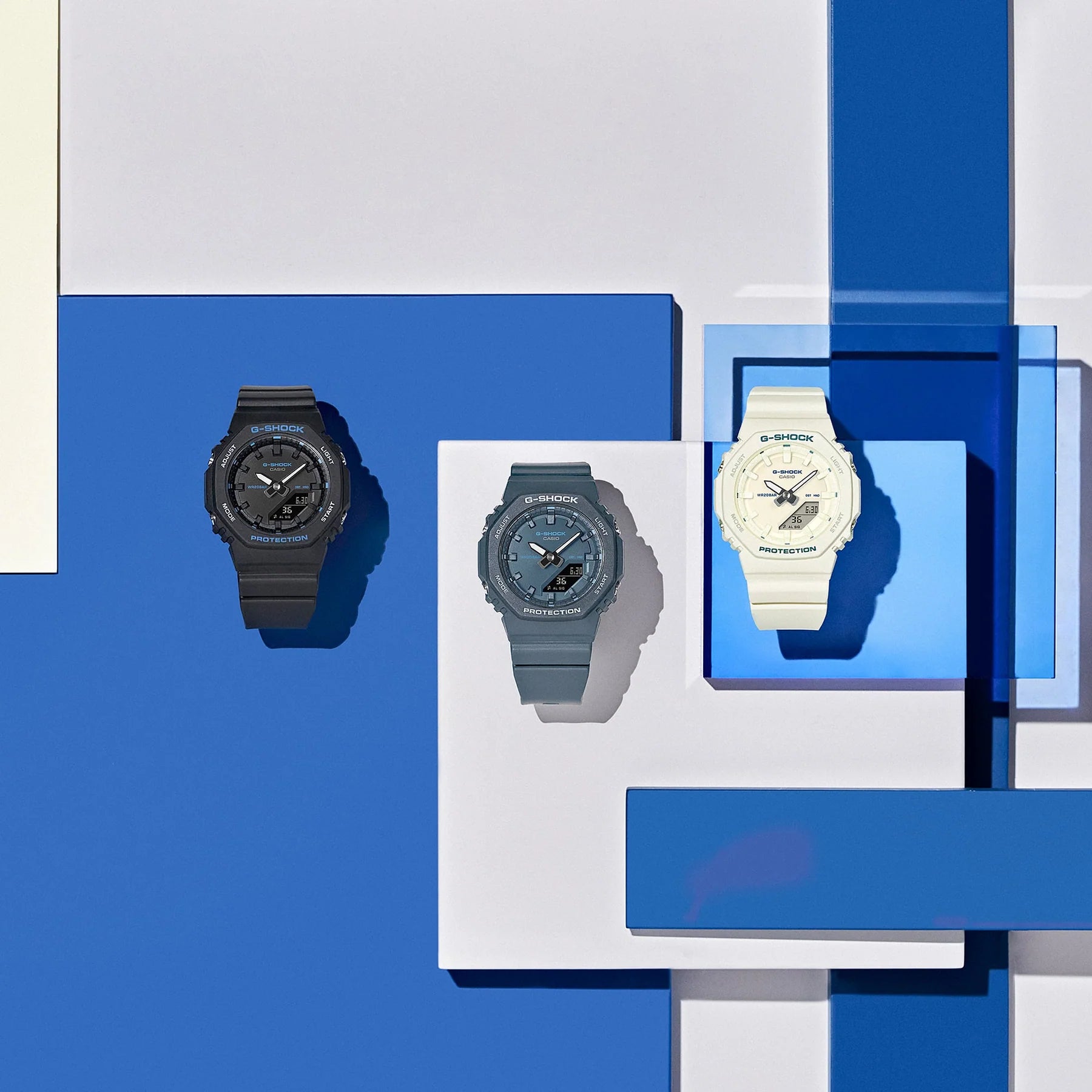 G-Shock Slim CasiOak Digital Black With Blue Accents Watch GMAP2100BA-1A