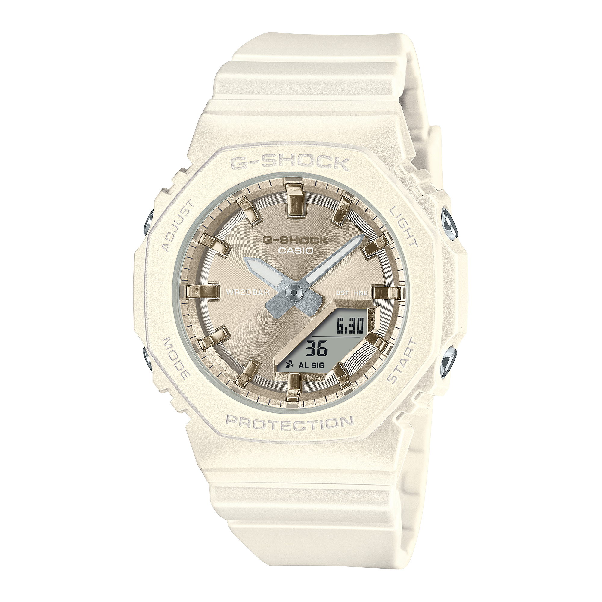 G-Shock Analog Digital Brown Dial White Resin Band Watch GMAP2100ST-7A