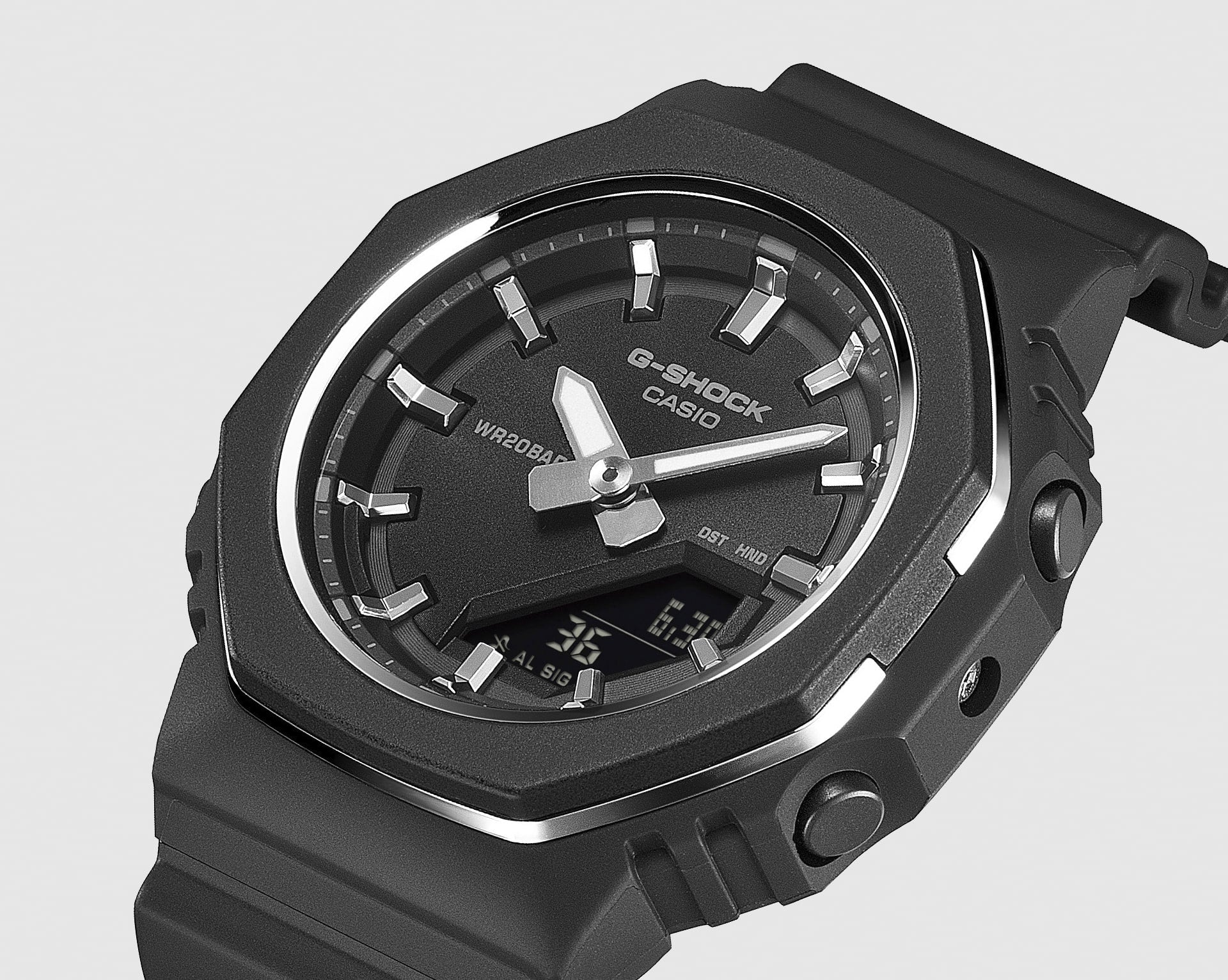 G-Shock Analog Digital Duo Metallic Bezel Black Resin Band Watch GMAP2110-1A