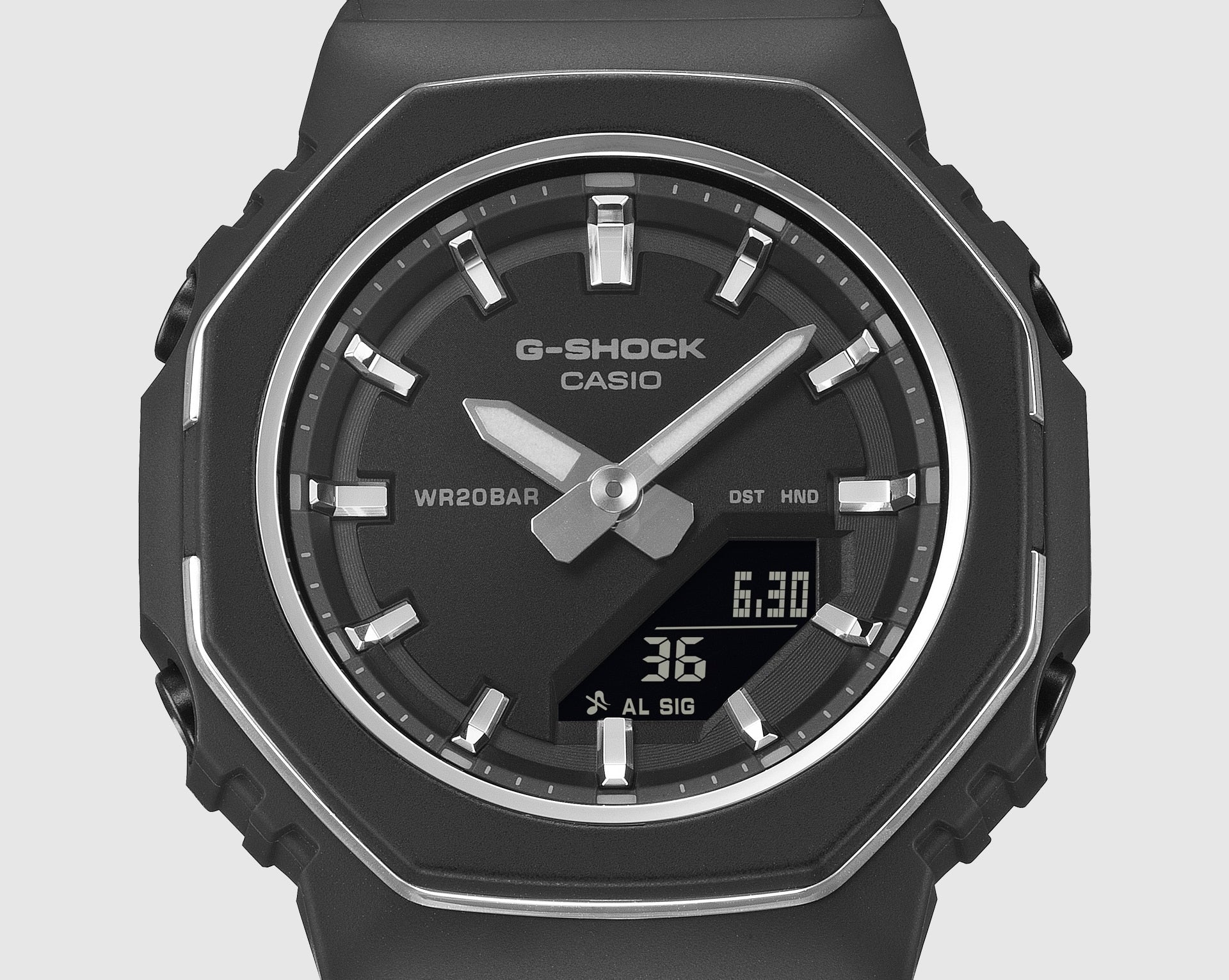 G-Shock Analog Digital Duo Metallic Bezel Black Resin Band Watch GMAP2110-1A