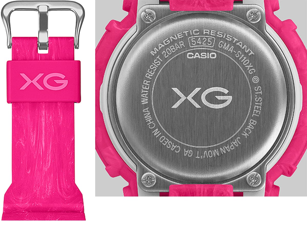 Case back of the G-Shock GMAS110XG-4A showing the XG logo engraving