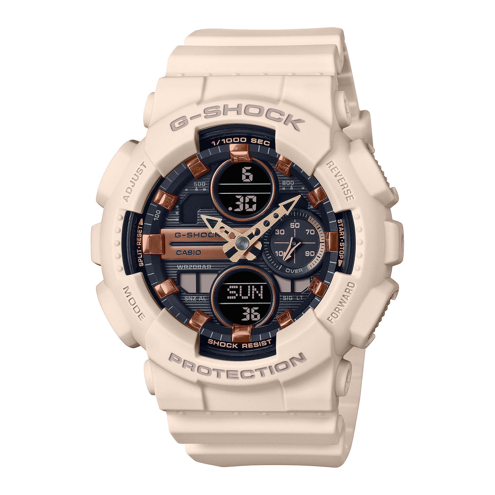 G-Shock Analog Digital DUO Mid Size Pink Resin Band Watch GMAS140M-4A