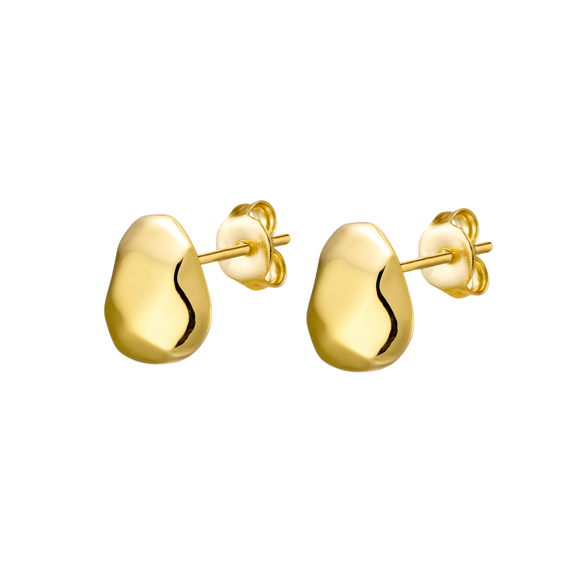 Gold Vermeil Lustre 14k Gold Vermeil Faceted Plain Bean Stud Earrings GVE0001Y GVE0001Y view 4