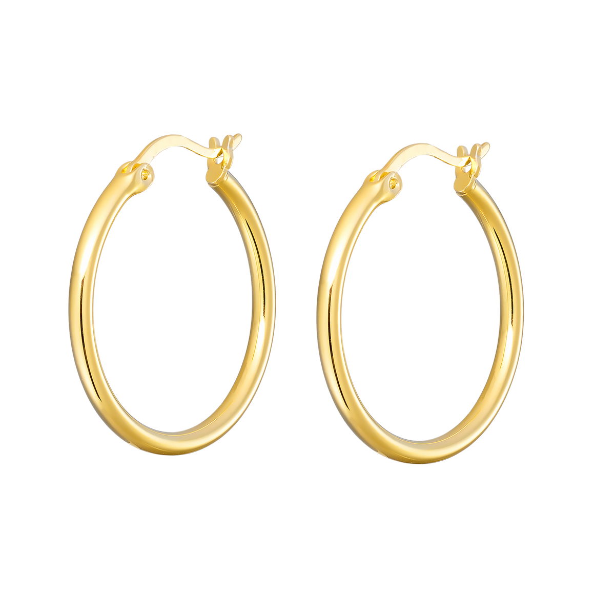 Gold Vermeil Icon 14K Gold Vermeil Plain 25mm Hoop Earrings GVE0014Y GVE0014Y view 5