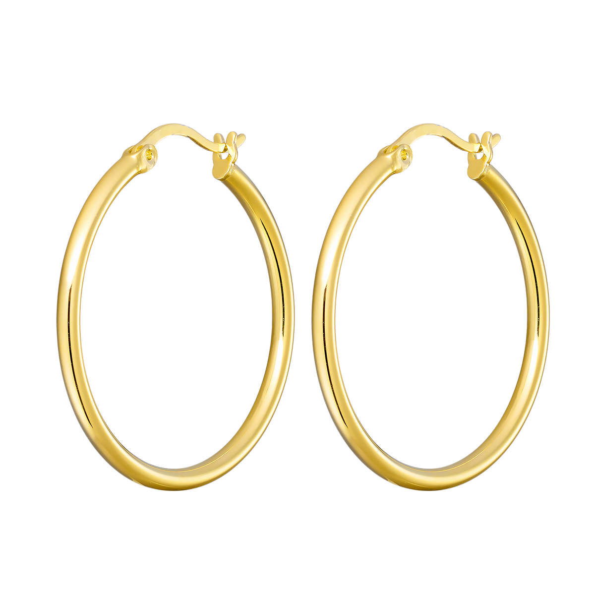 Gold Vermeil Icon 14K Gold Vermeil Plain 30mm Hoop Earrings GVE0015Y GVE0015Y view 4