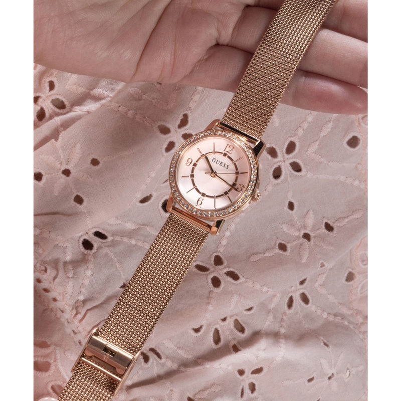 GUESS Ladies Rose Gold Tone Analog Watch GW0534L3