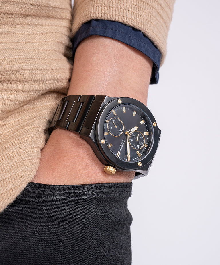 Guess Jet Black Dial Black Bracelet Multi-function Watch GW0795G3