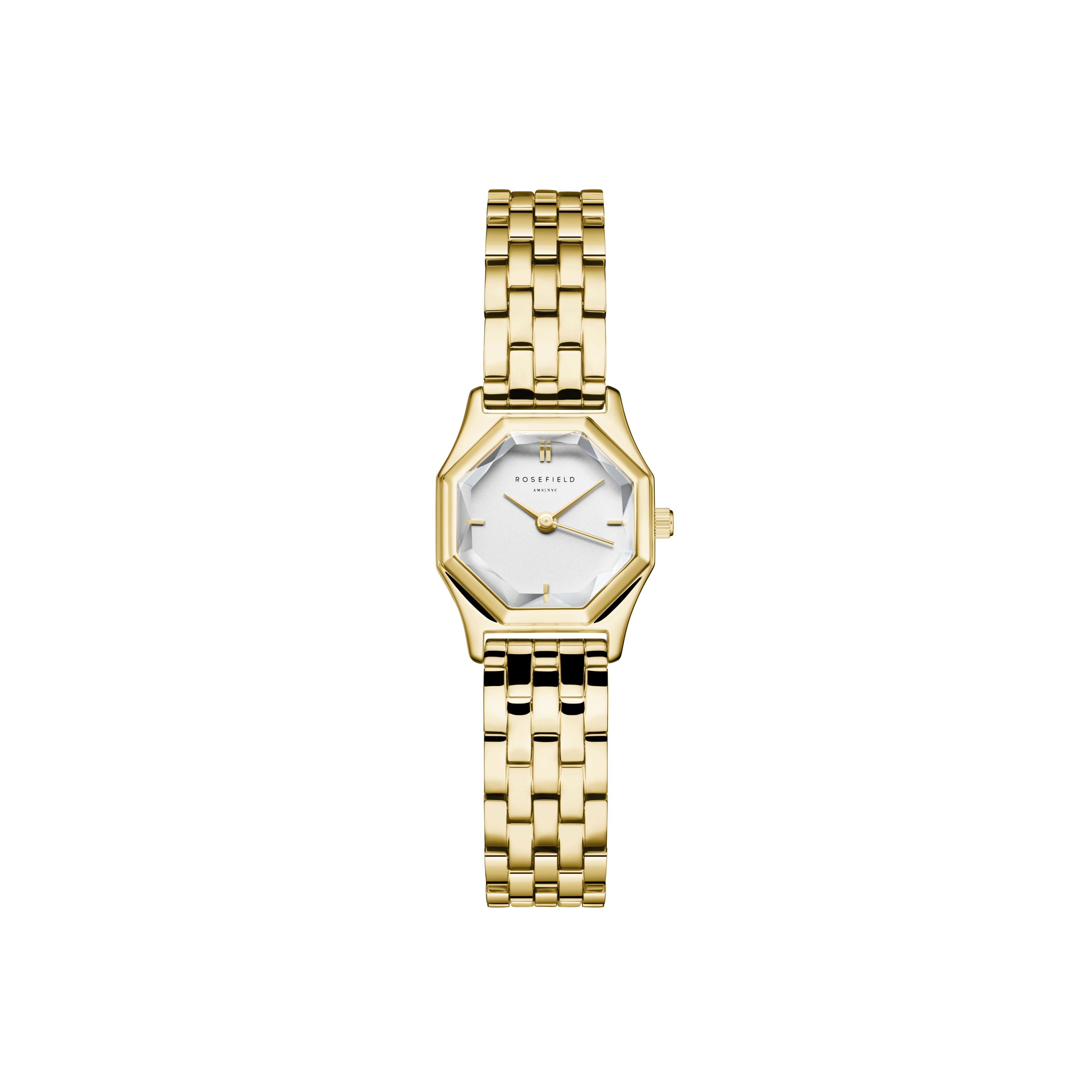 Rosefield Gemme White Steel Gold Watch GWGSG-G02