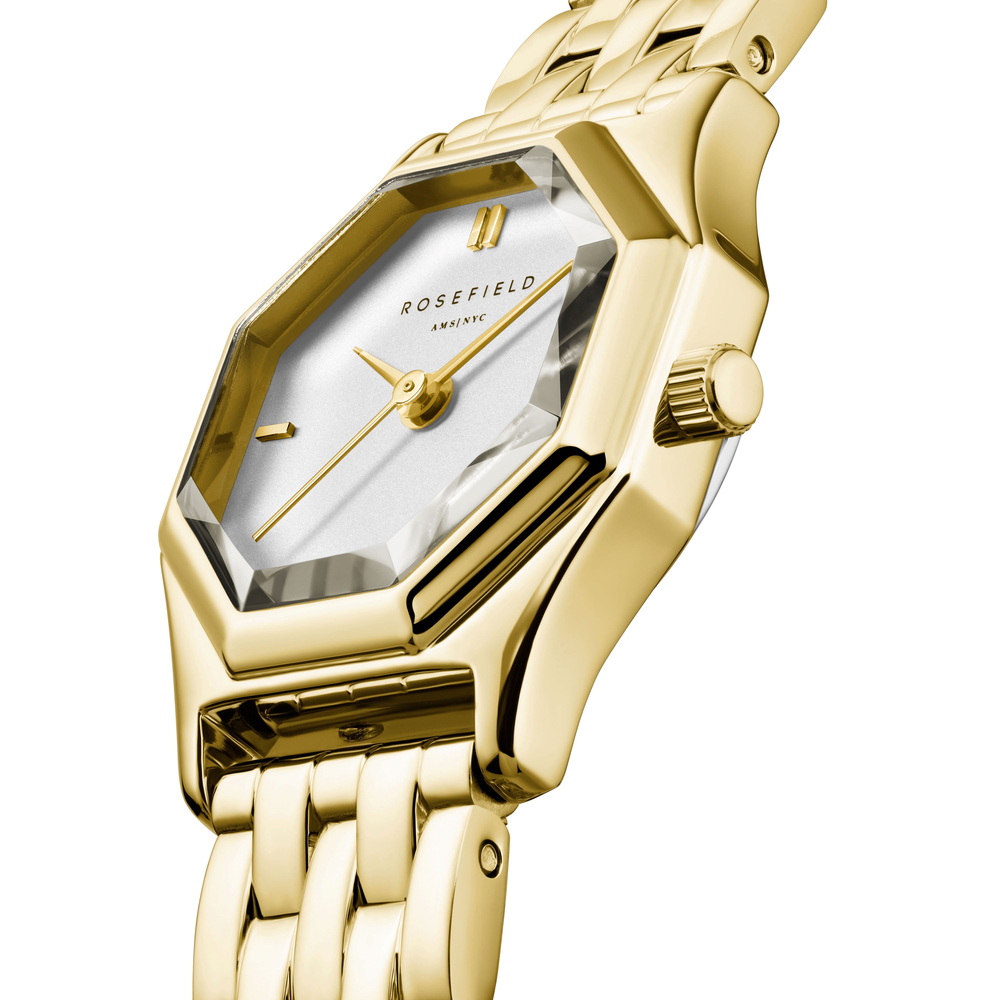 Rosefield Gemme White Steel Gold Watch GWGSG-G02