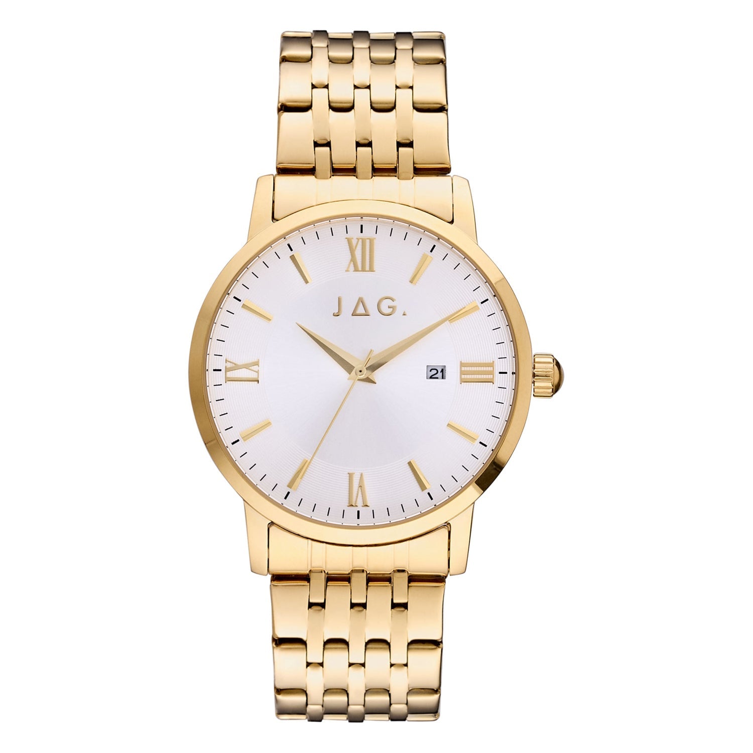 Jag Banks Gold Stainless Steel 42mm Mens Watch Modern Luxury