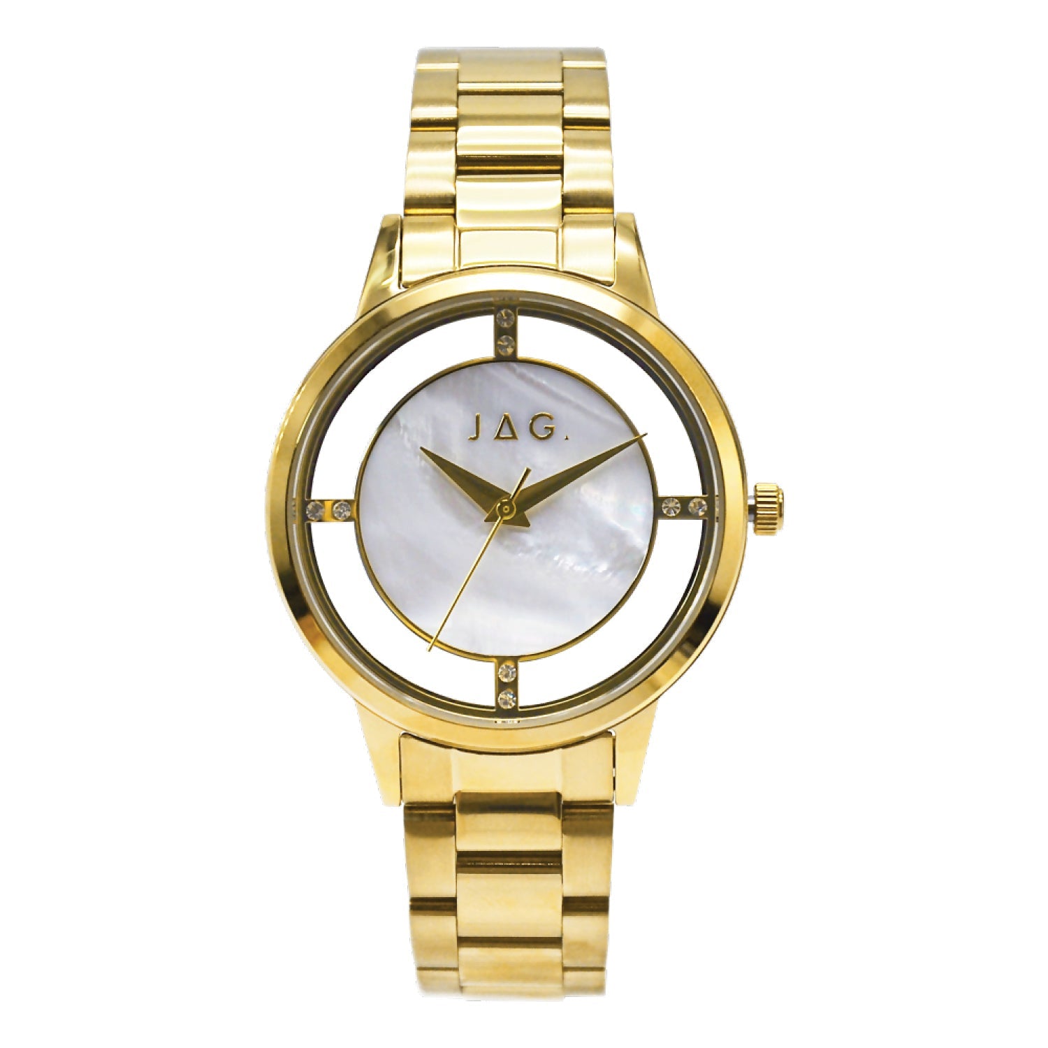 Jag Shelley Gold Stainless Steel 36mm Watch Mother Of Pearl Dial