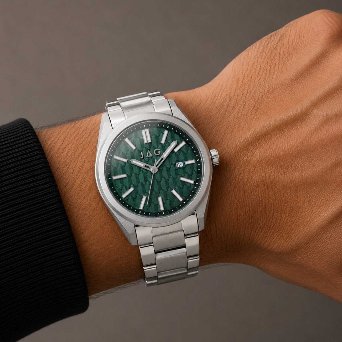JAG Beaufort Mens Green Dial 41.8mm Silver Watch J3001A