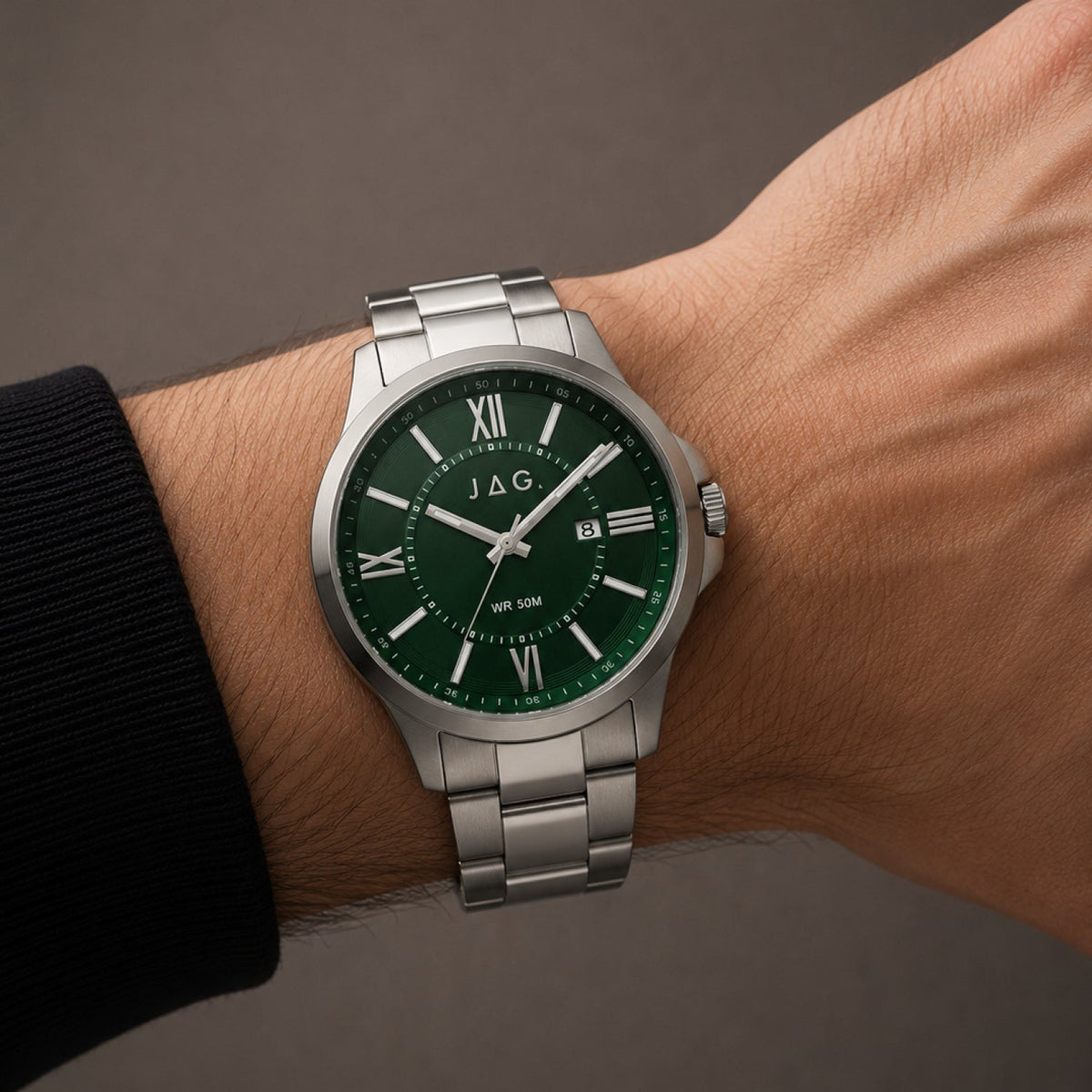 JAG Xavier Mens Green Dial 44mm Silver Watch J3052A