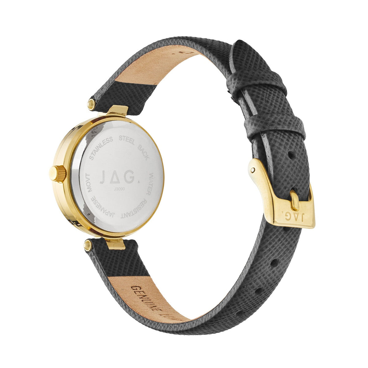 Jag Freya Gold Dial Black Leather Womens Watch J3090 view 2