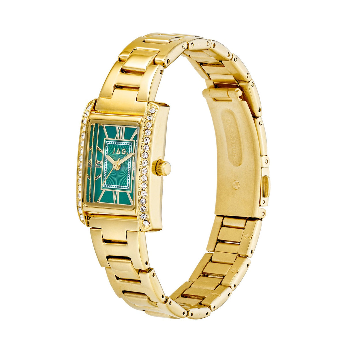 Jag Sienna Green Dial Gold Steel Womens Watch J3093A view 3