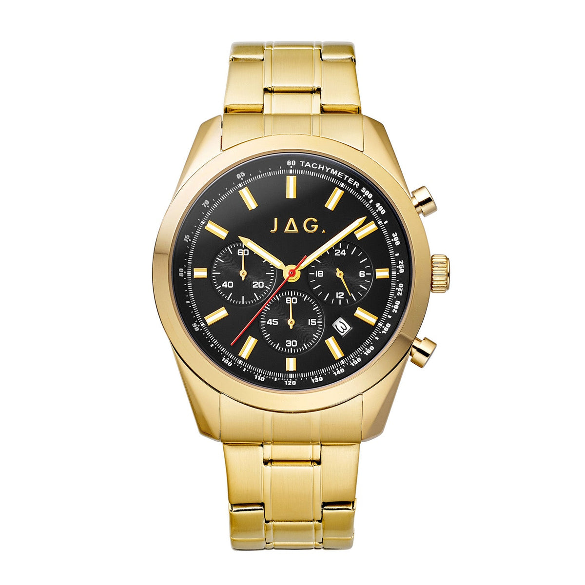 Jag Rhys Black Dial Gold Steel Mens Watch J3105A front packshot