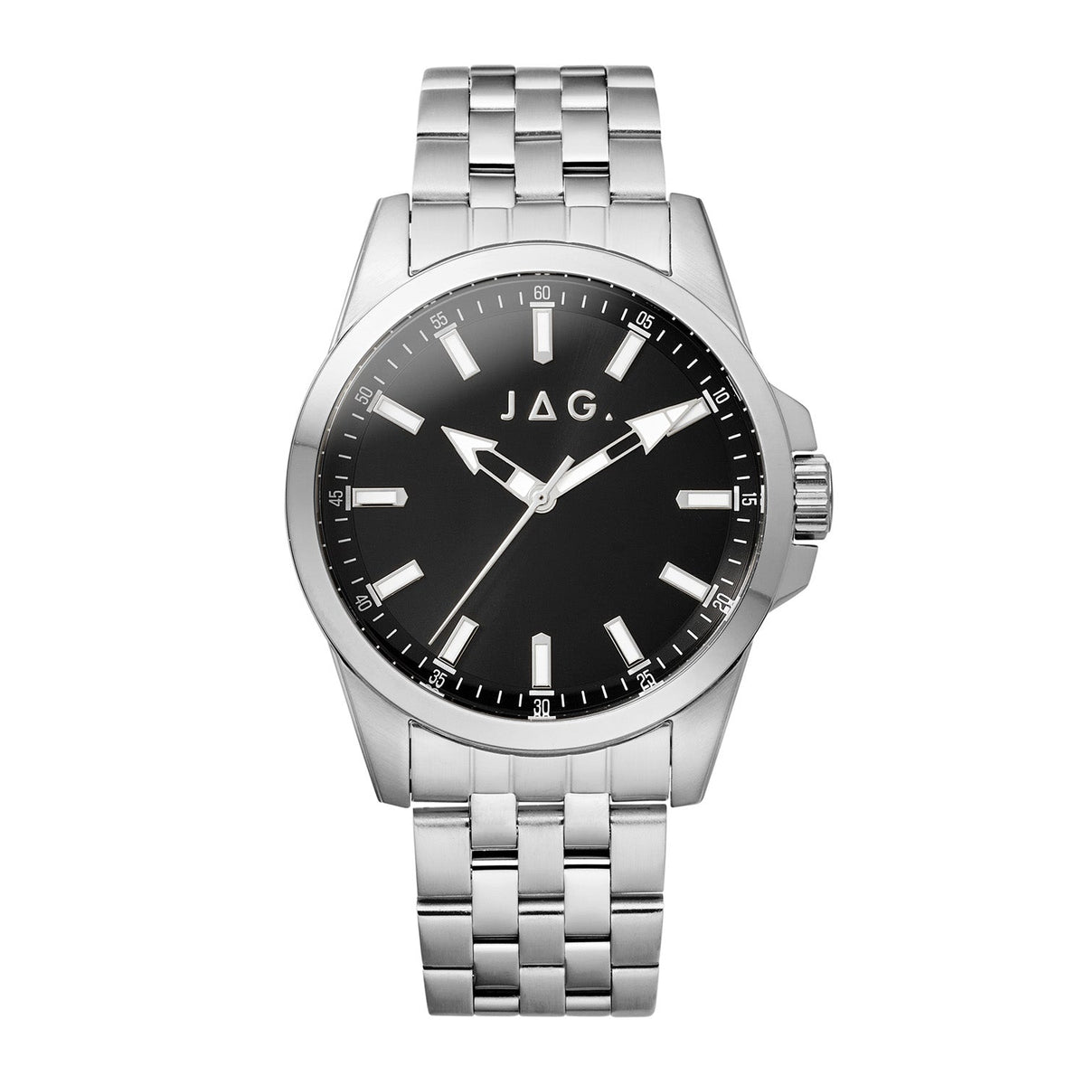 Jag Ethan Black Dial Silver Steel Mens Watch J3117A front packshot