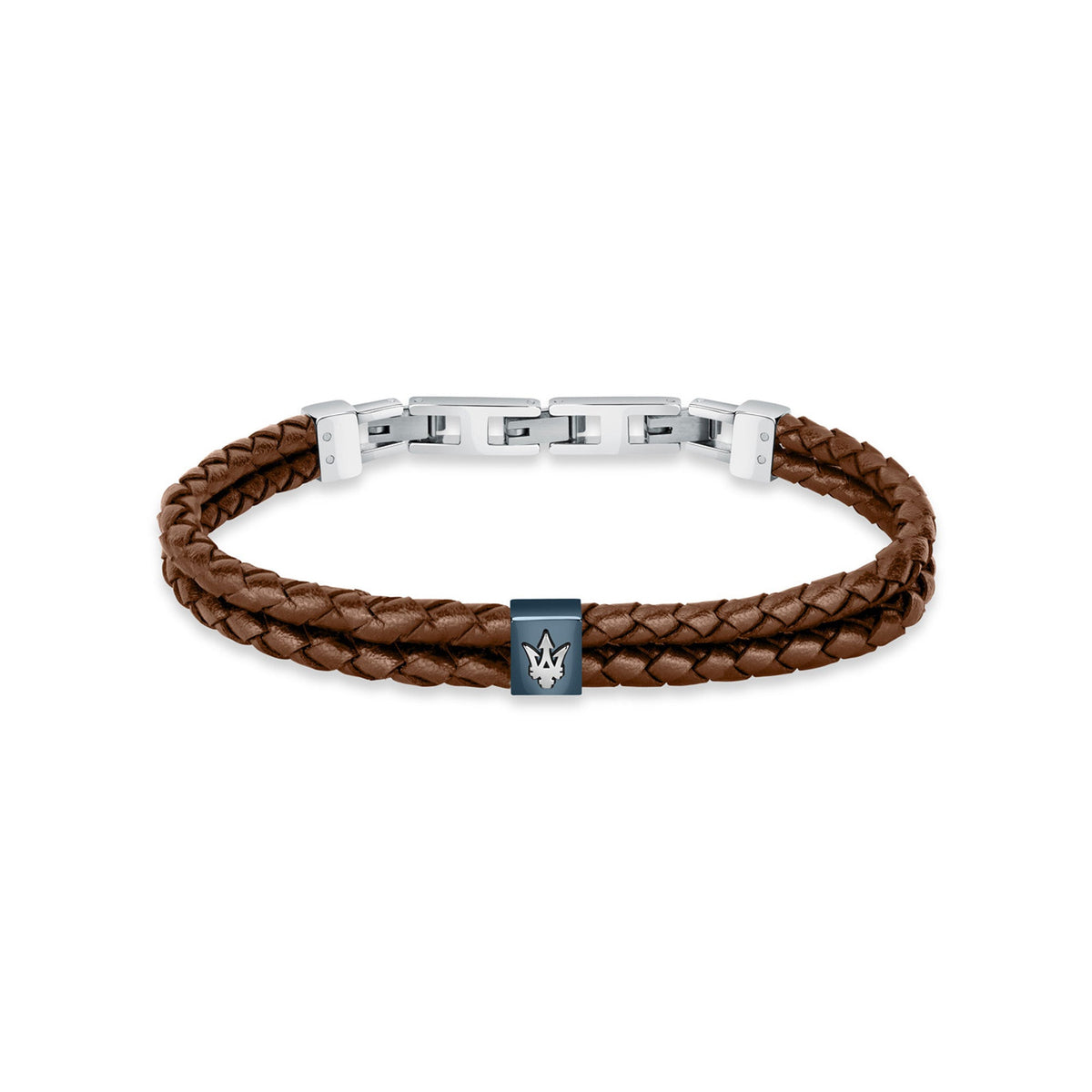 Maserati Men's Brown Woven Leather Bracelet