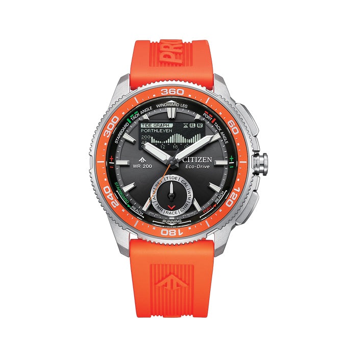 Citizen Promaster Wave Tracker JV3000-13E ana-digi orange strap front