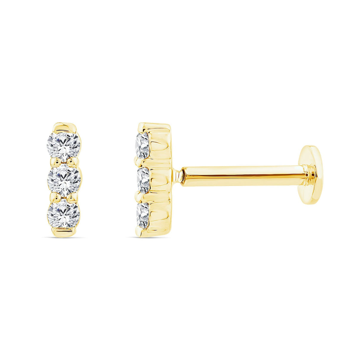 0.05ct Lab Grown Diamond Flat Back Earring in 9K Yellow Gold LGEF-10449-Y