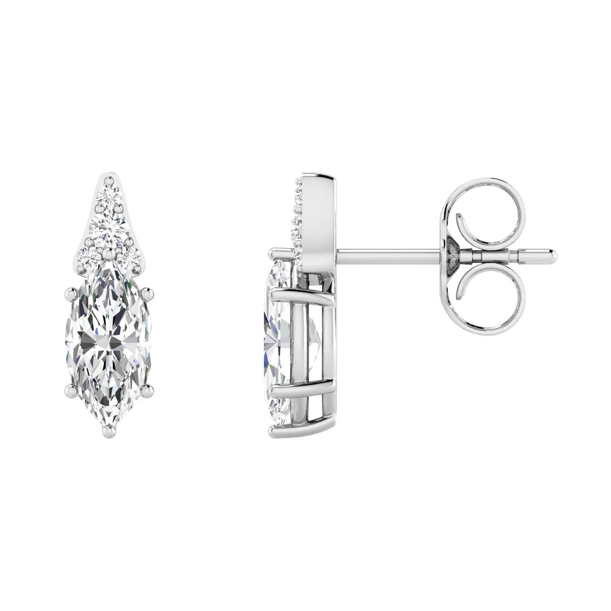 1.50ct Marquise Lab Grown Diamond Vintage Stud Earrings in 9K White Gold