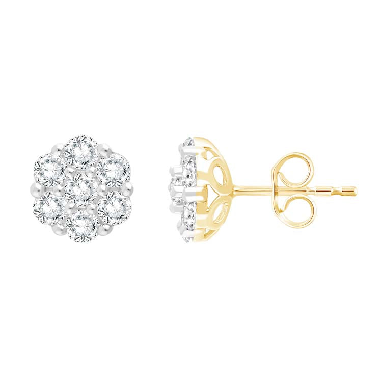 1.00ct Lab Grown Diamond Earrings in 9K Yellow Gold