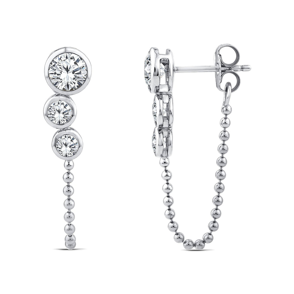 1.50ct Lab Grown Diamond Chain Ear Jackets in 9K White Gold