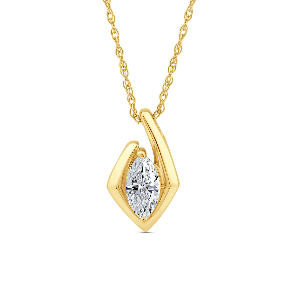 0.10ct Marquise Lab Grown Diamond Necklace in 9K Yellow Gold