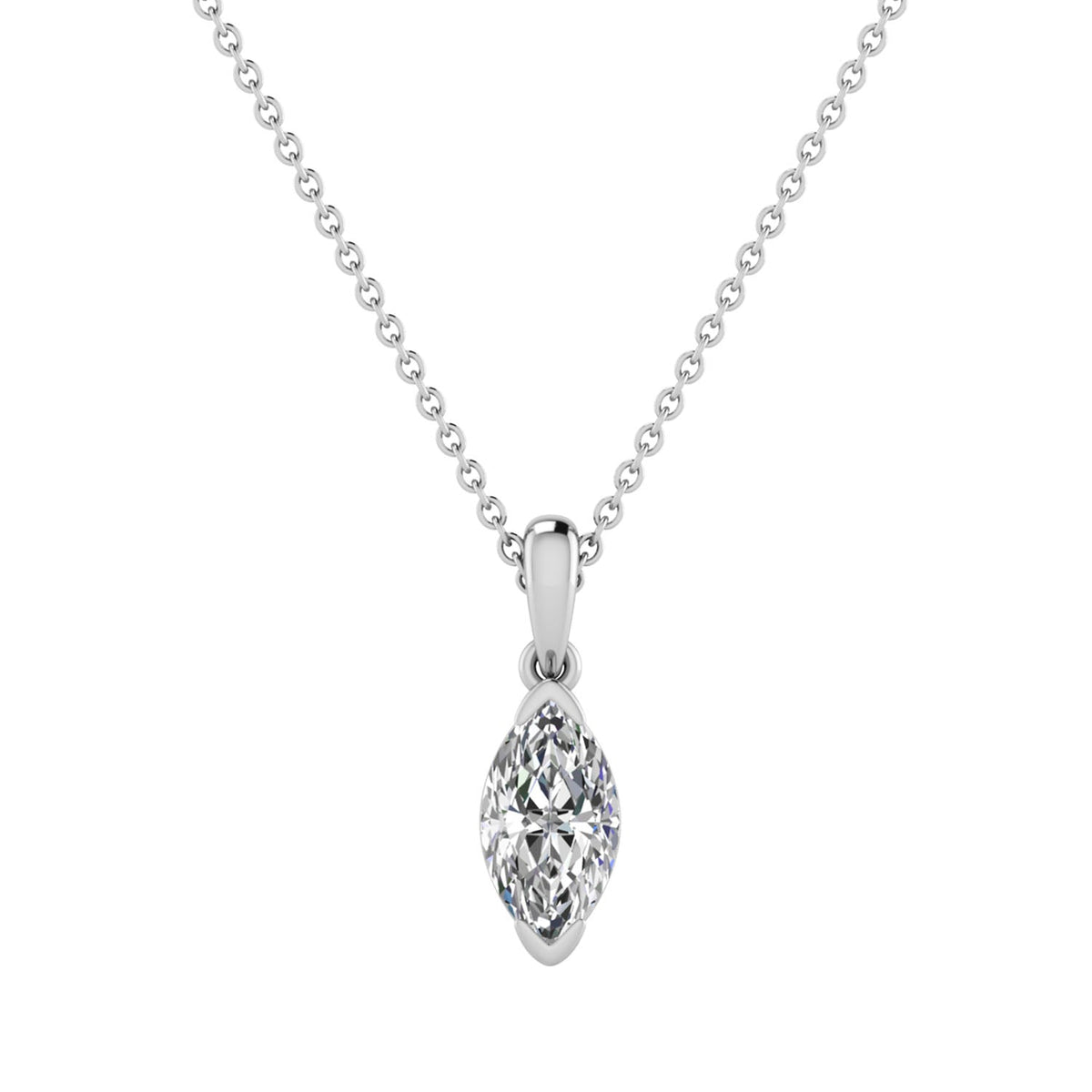 1.00ct Marquise Lab Grown Diamond Necklace in 9K White Gold