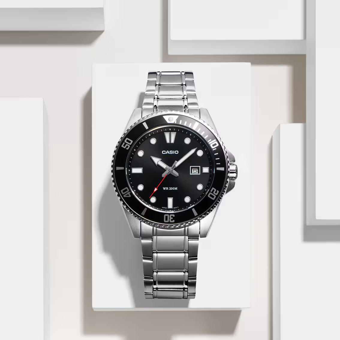 Casio Standard Black Dial Stainless Steel Watch MDV107D-1A1