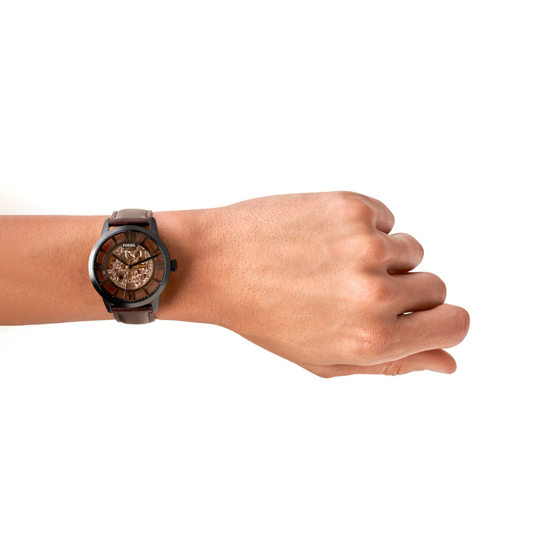 Fossil Townsman Mechanical Watch with Brown Dial and Leather Strap ME3098