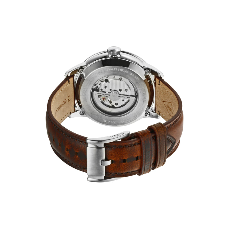 Fossil Townsman Mechanical Watch with Blue Dial and Brown Leather Strap ME3110