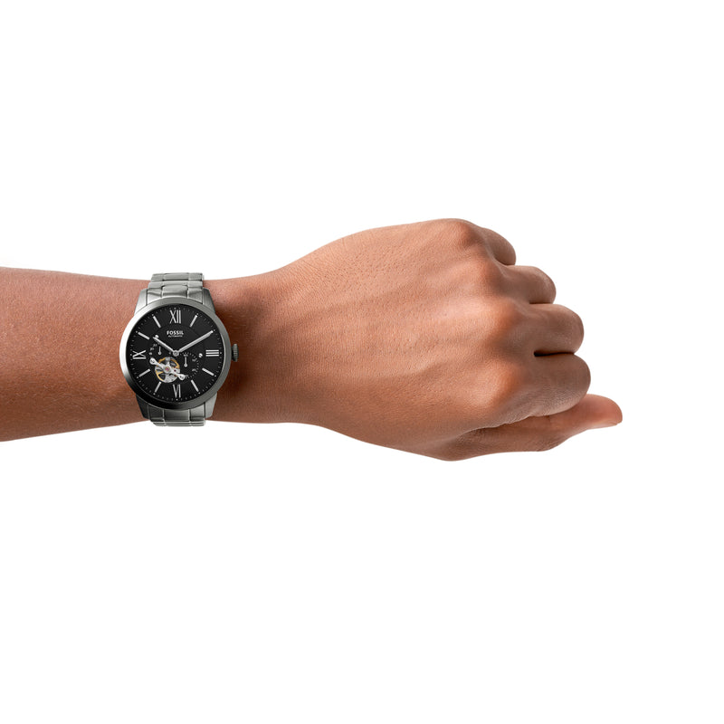 Fossil Townsman Mechanical Black Dial and Smoke Stainless Steel Band ME3172