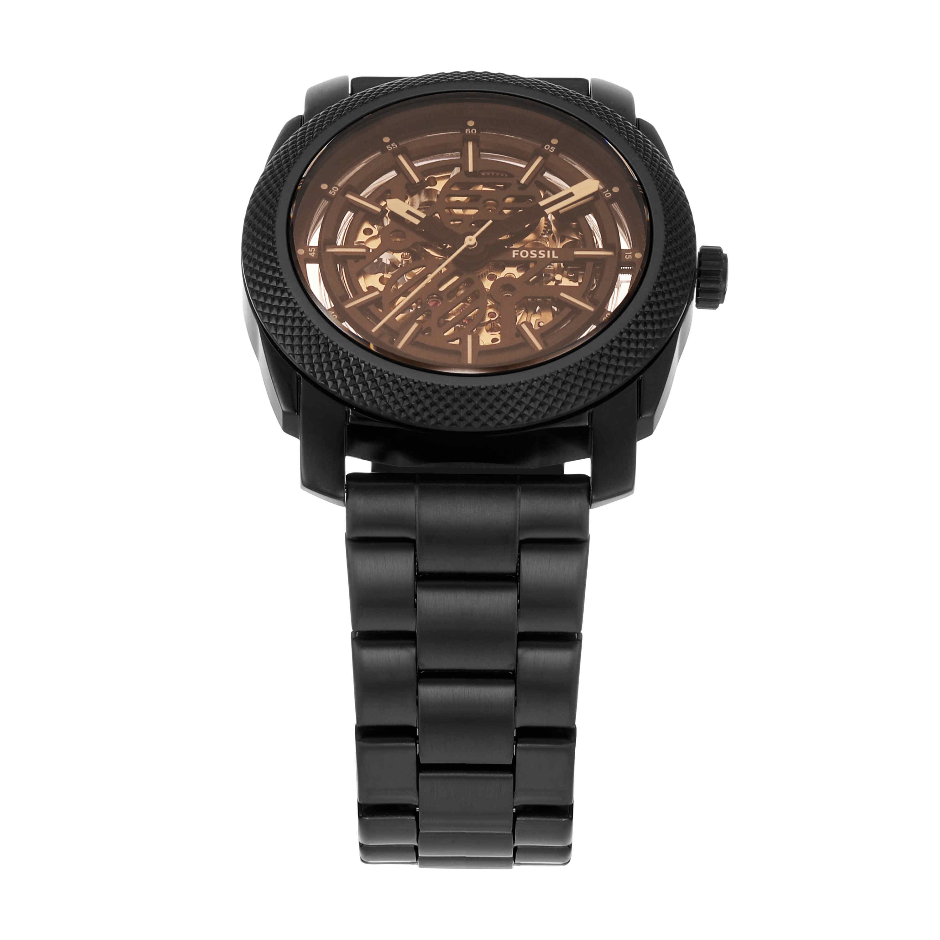 Fossil Machine Brown Dial Black Stainless Steel Watch ME3253