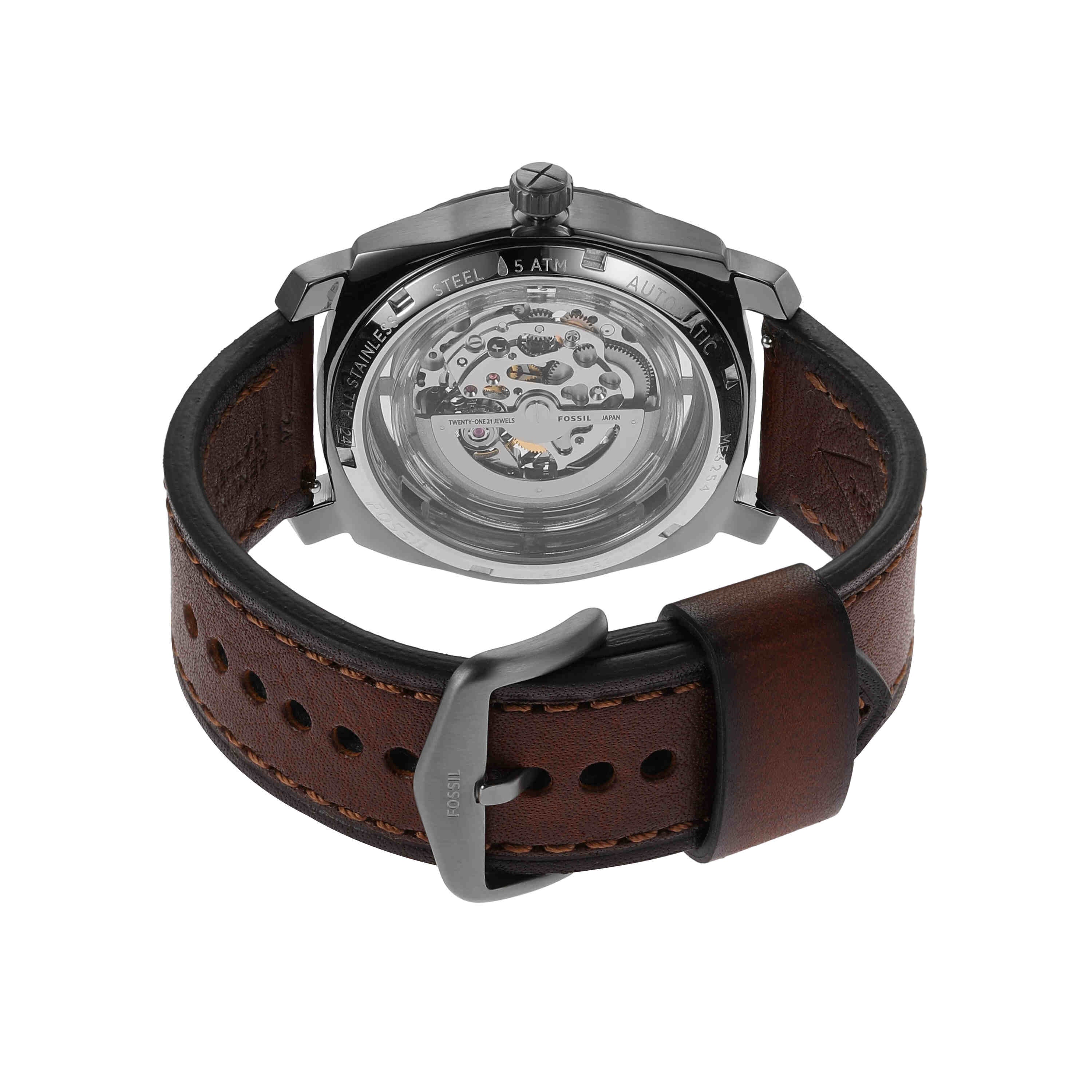 Fossil Machine Gray Dial Brown Leather Watch ME3254
