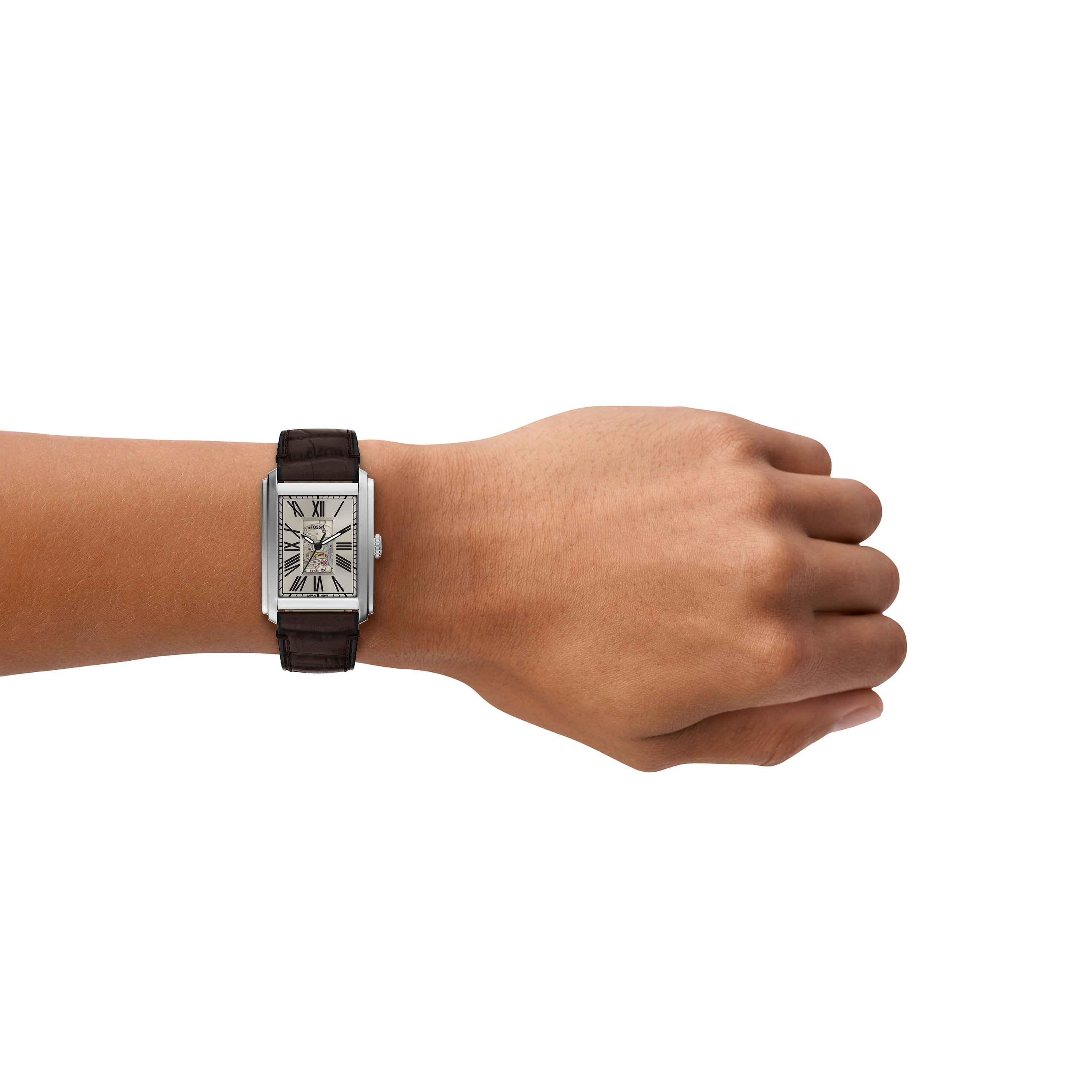 Fossil Carraway Automatic Brown Croco Leather Watch ME3272