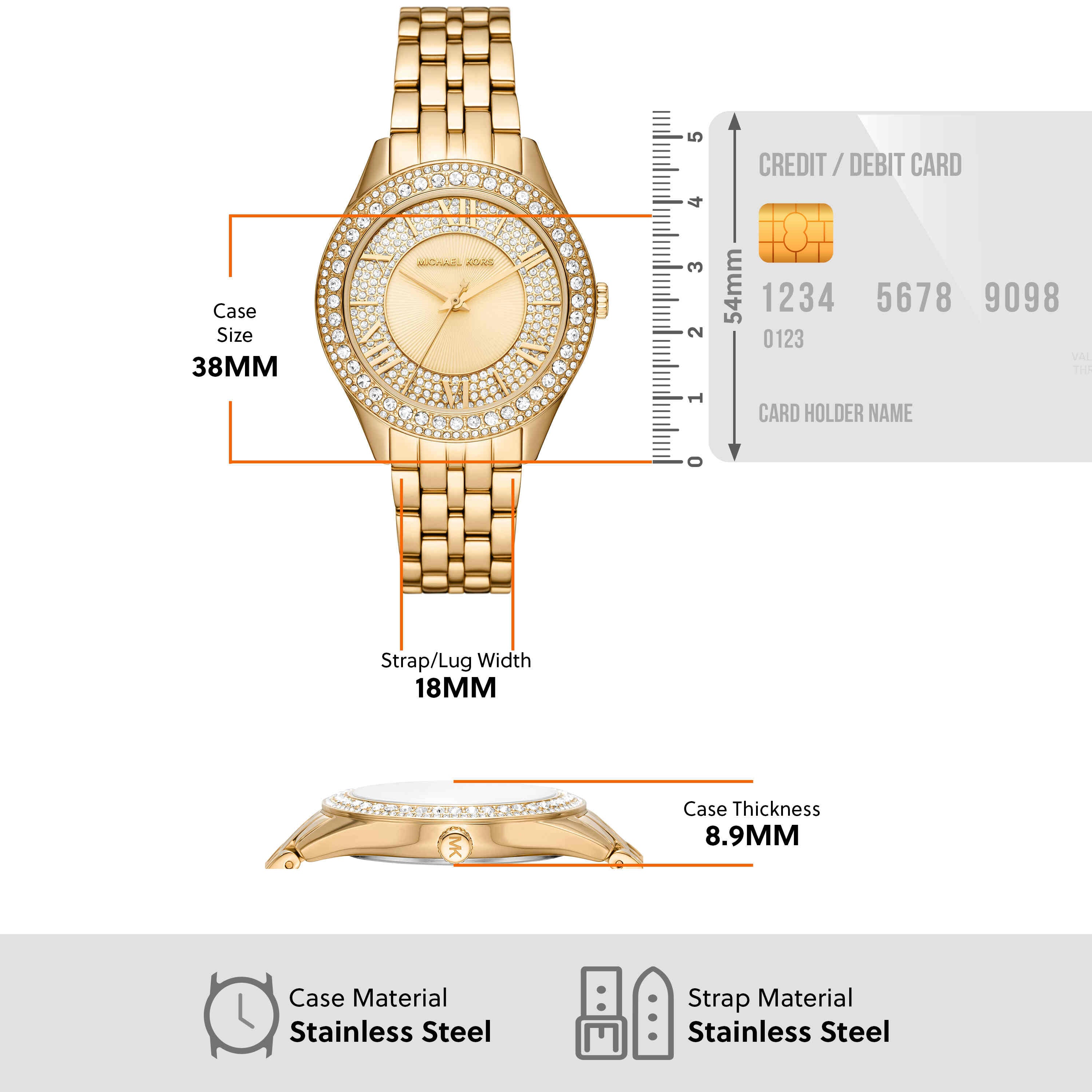 Michael Kors Harlowe Gold Dial Stainless Steel Watch MK4709