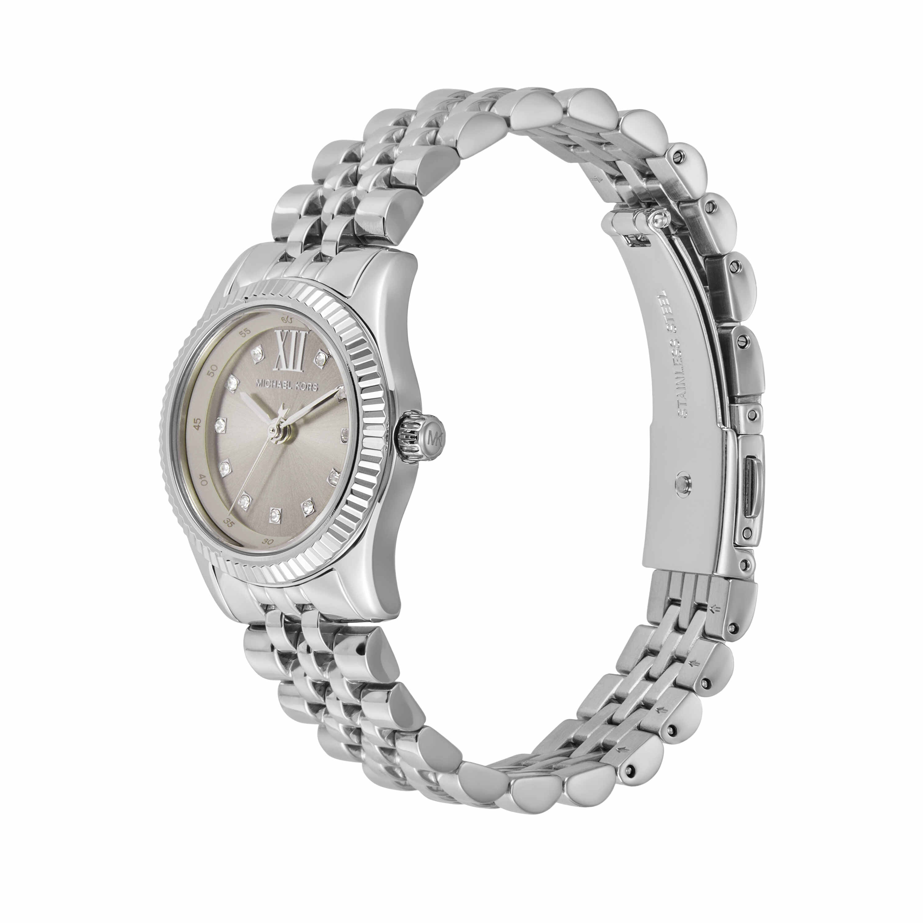 Michael Kors Petite Lexington Pavé Silver-Tone Watch MK4843