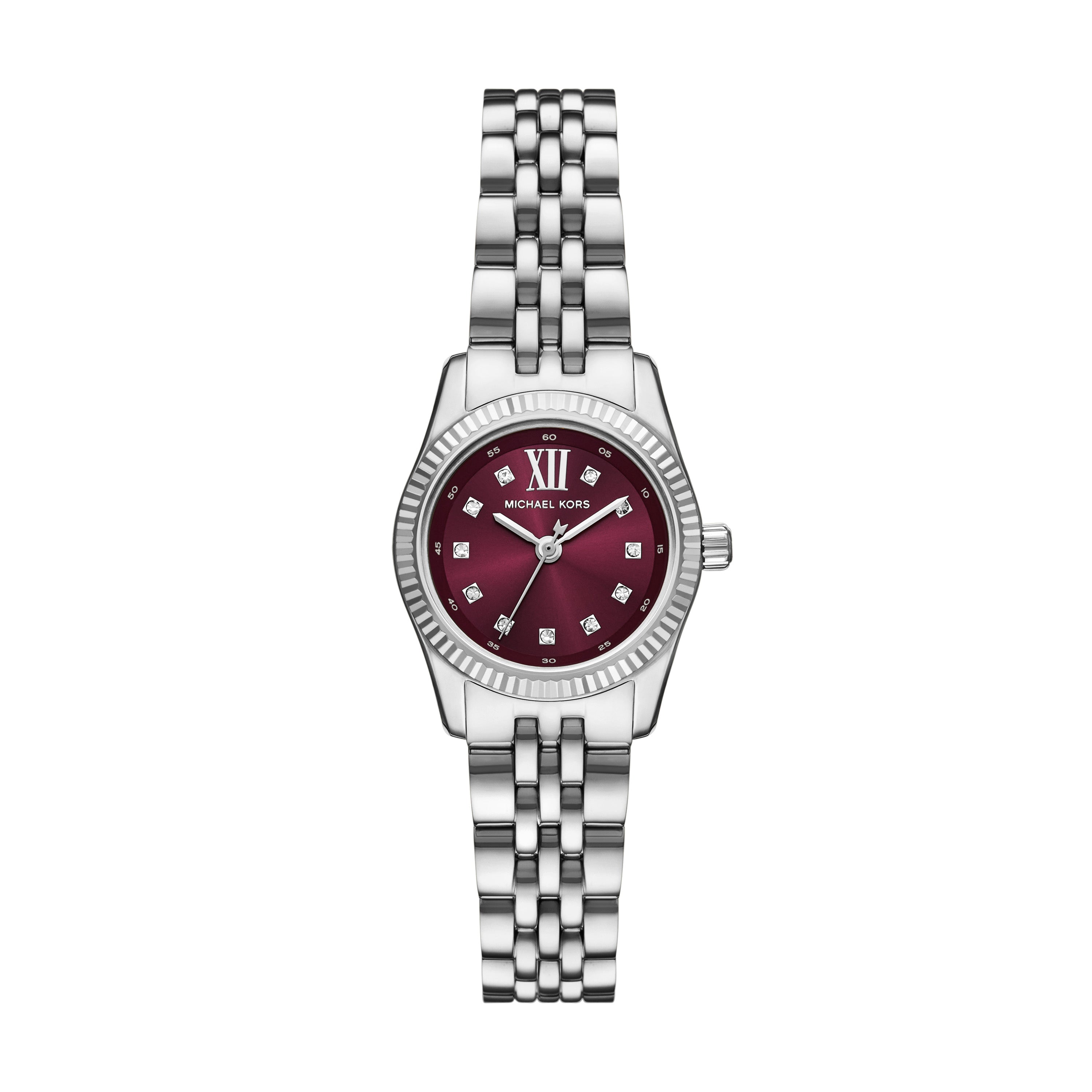 Michael Kors Lexington Red Dial Silver Stainless Steel Watch MK4968