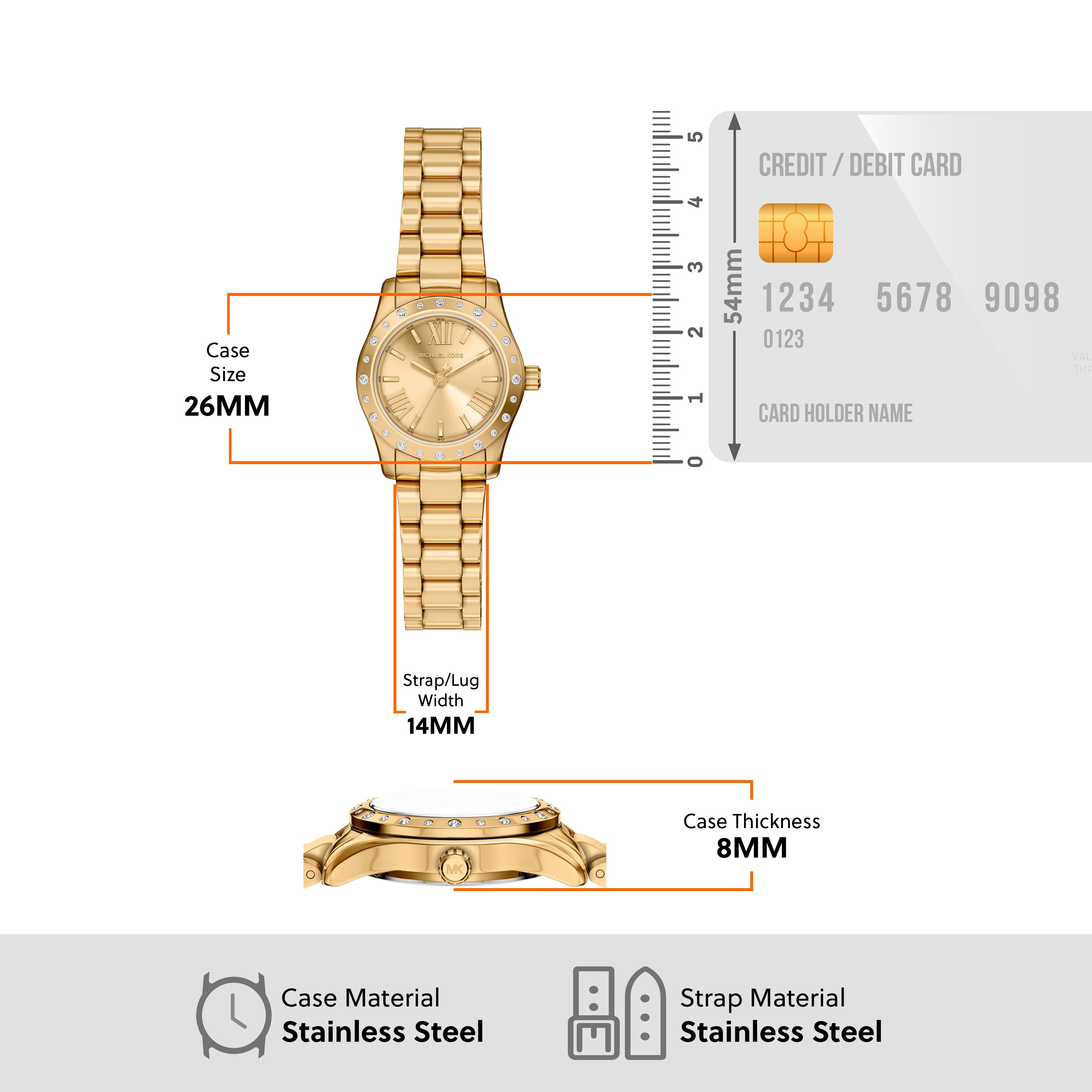 Michael Kors Lexington Gold Dial Stainless Steel Watch MK4992SET