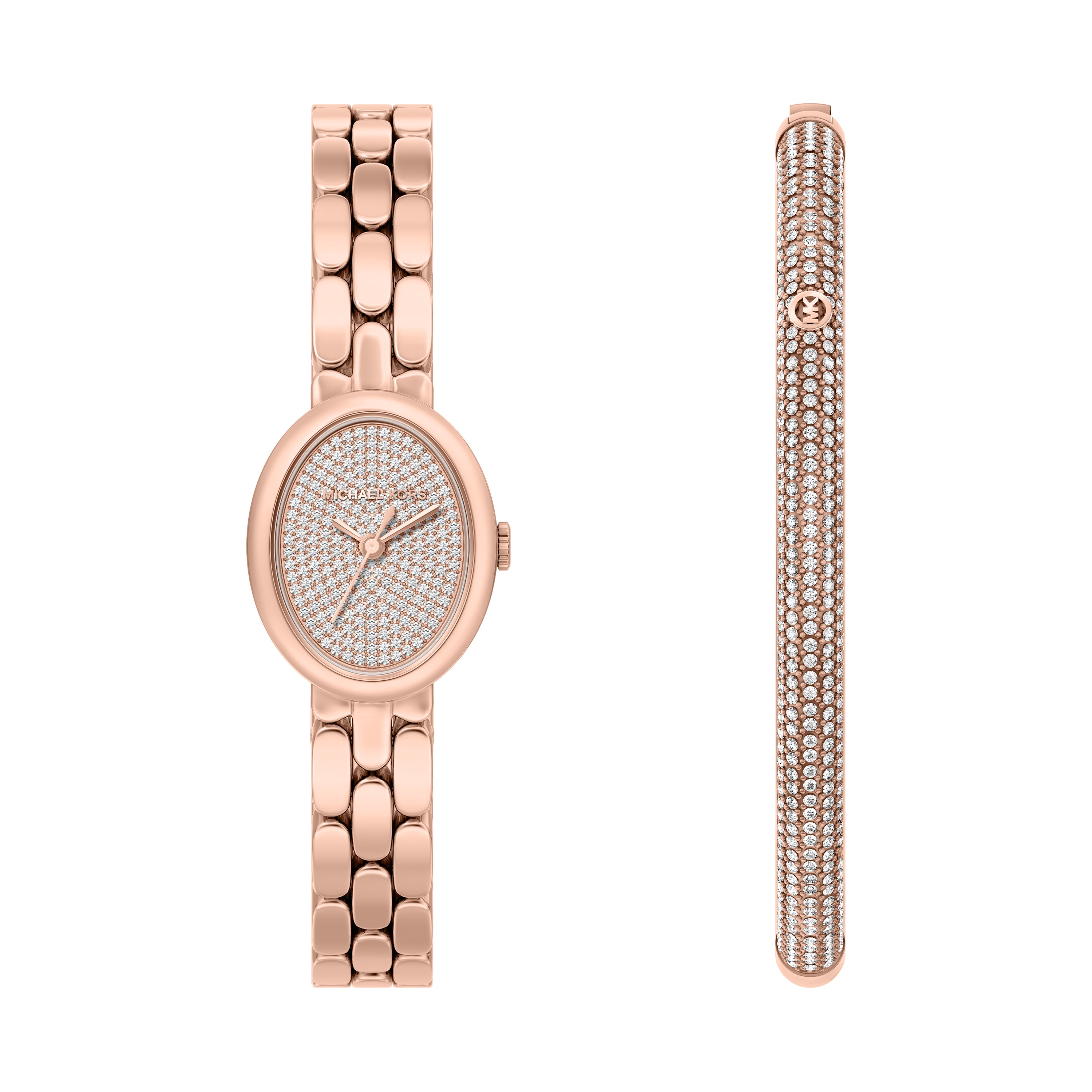 Michael Kors Maude Silver Dial Rose Gold Stainless Steel Watch MK7598SET