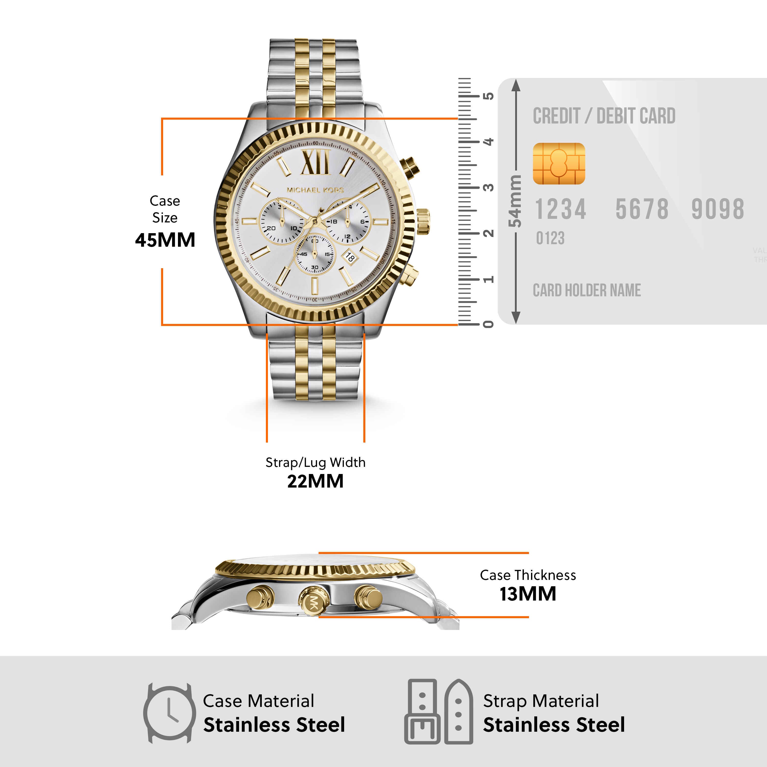 Michael Kors Lexington Silver Dial Two Tone Stainless Steel Watch MK8344