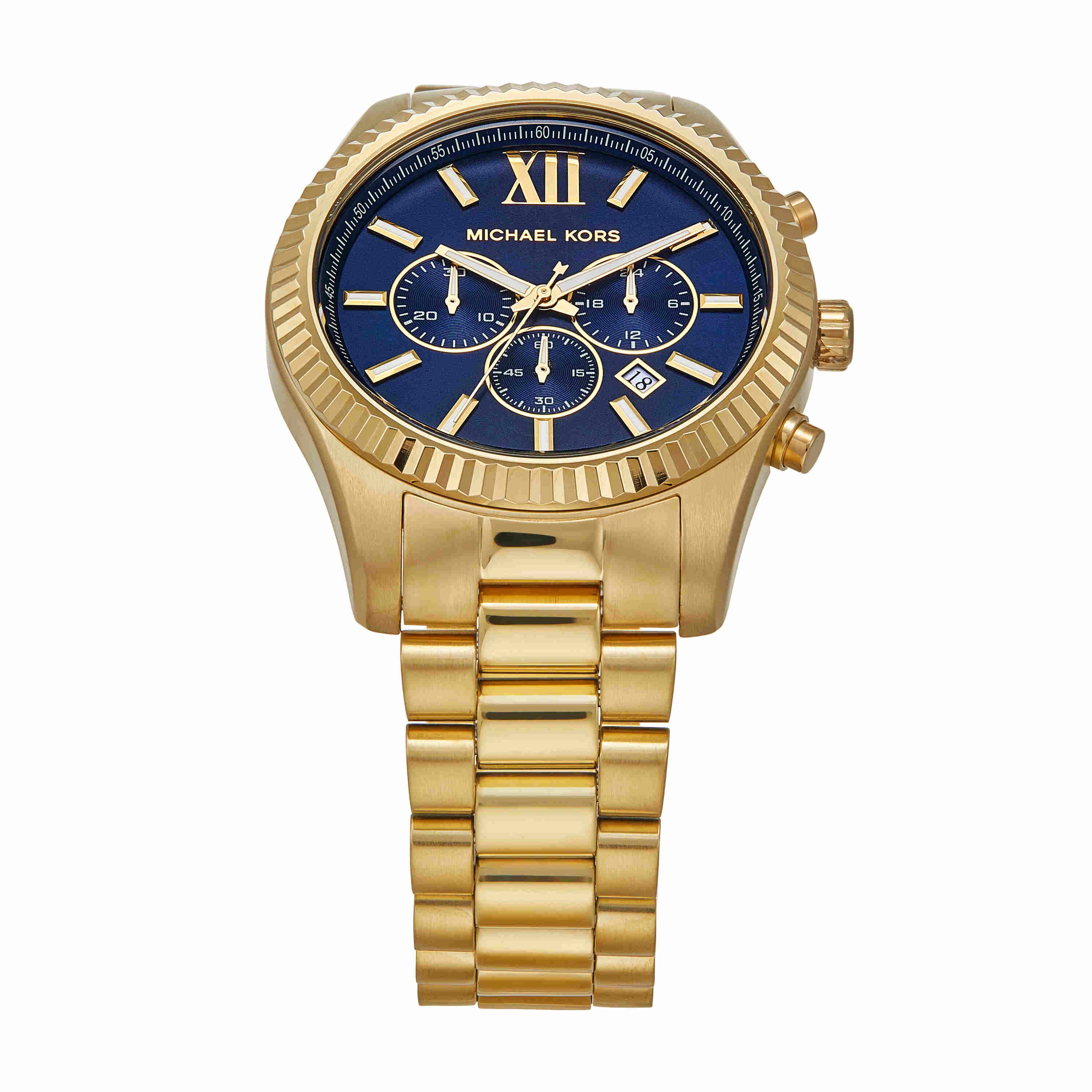 Michael Kors Lexington Blue Dial Gold Stainless Steel Watch MK9153
