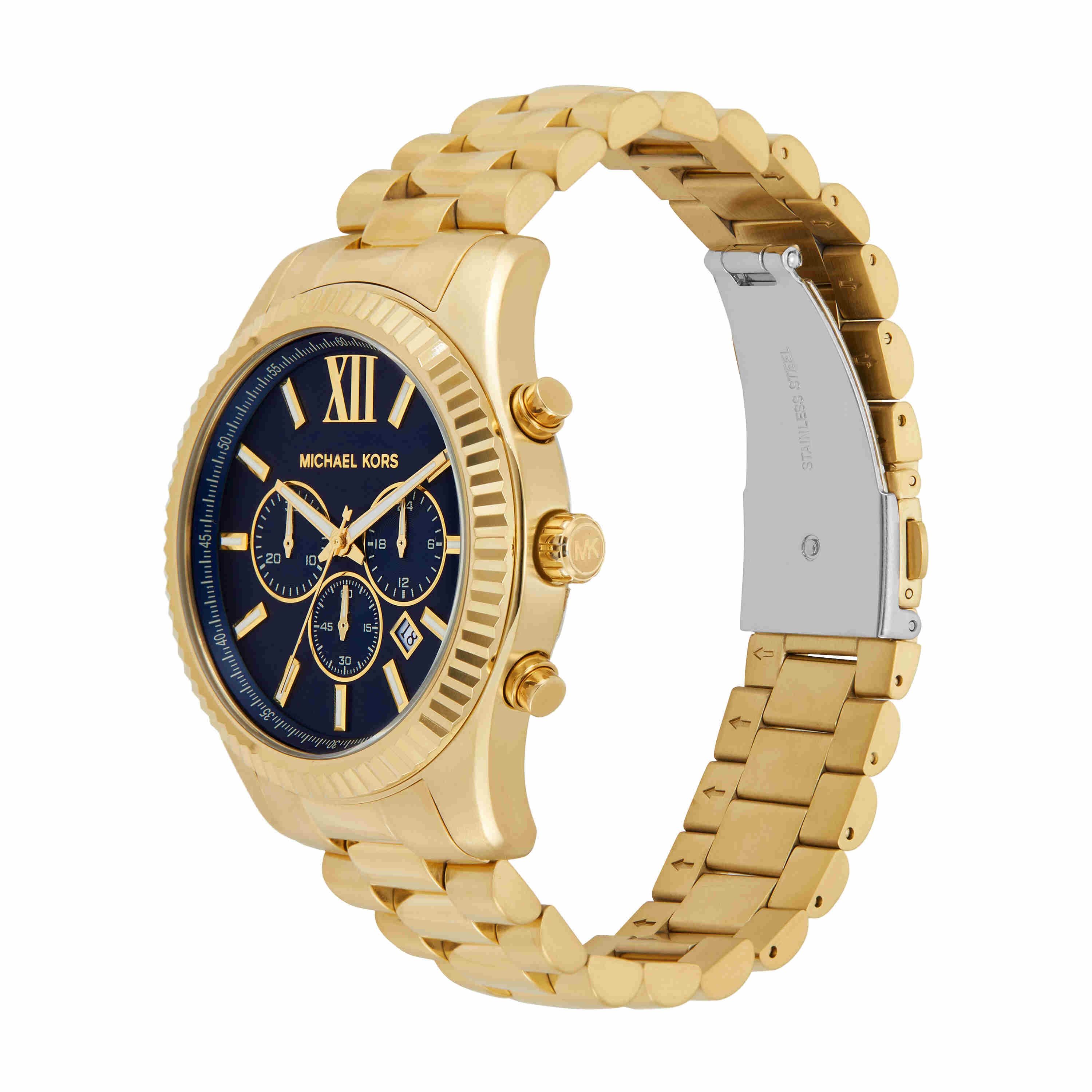Michael Kors Lexington Blue Dial Gold Stainless Steel Watch MK9153