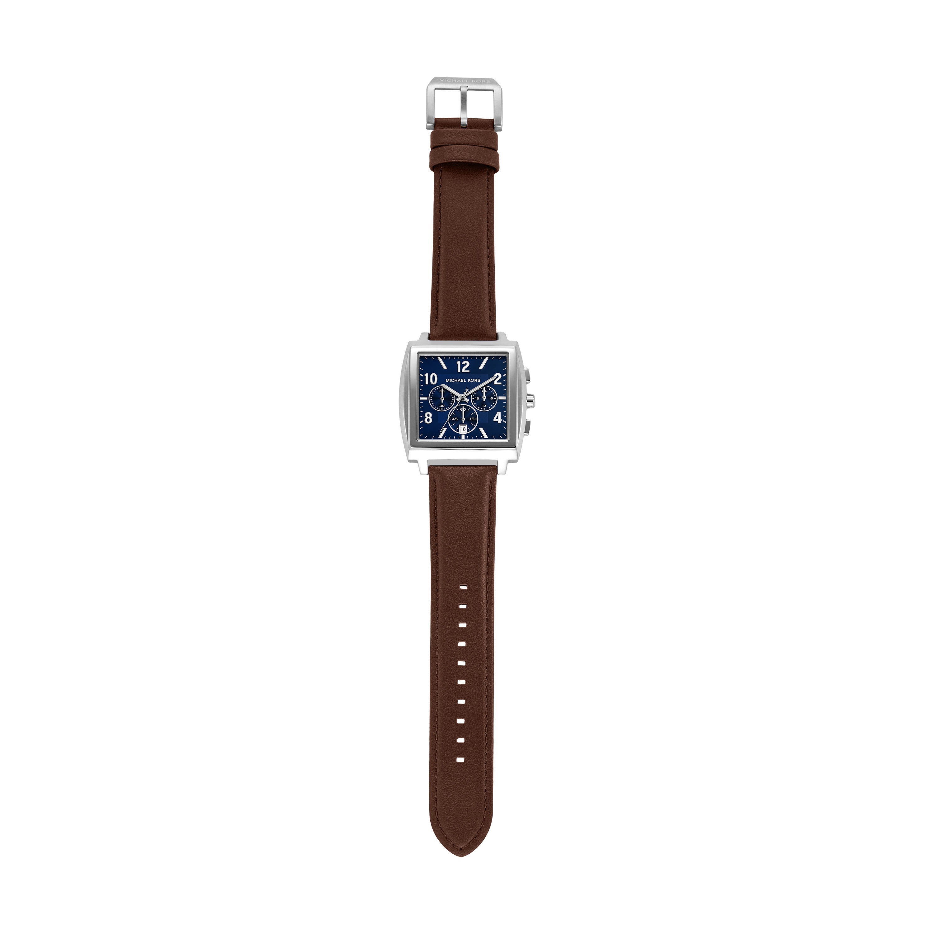 Michael Kors Rhys Blue Dial Brown Leather Strap Watch MK9231